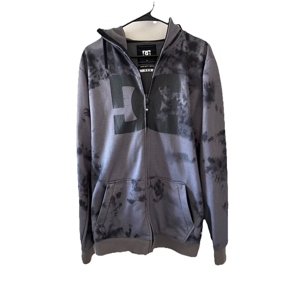 DC Shoes Ride Built Series Mens Hoodie M Gray Tie Dye Full Zip Snowboard Jacket